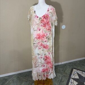 Cal Style Embellished Gauze Maxi Dress Rhinestones Fairycore Ethereal Sz 2XL